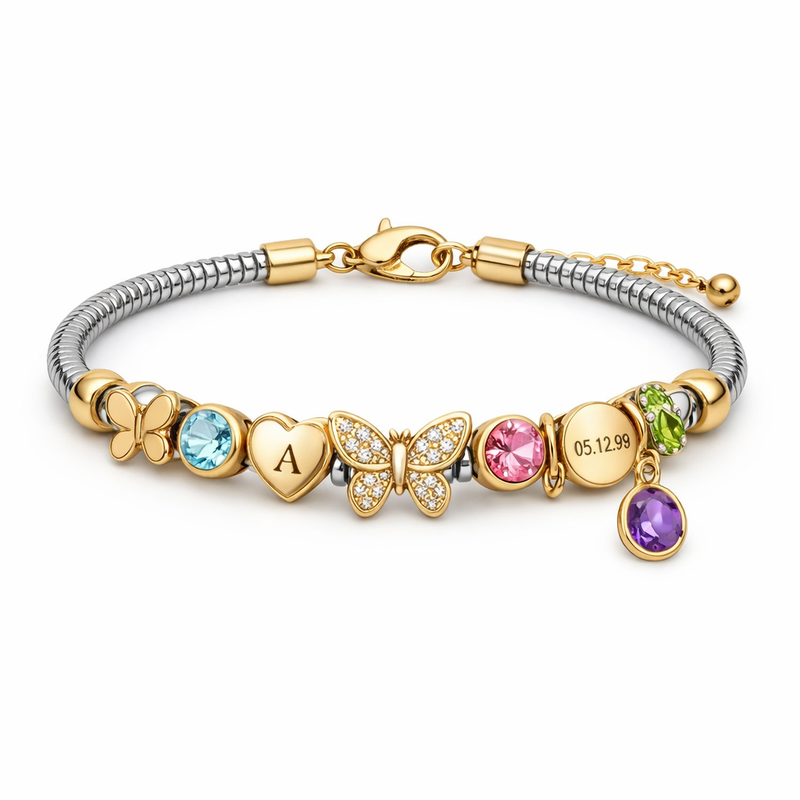Butterfly Birthstone Bracelet: The Future of Personalized Gold Charm Bracelets in Stainless Steel Jewelry Manufacturing Butterfly Birthstone Bracelet: The Future of Personalized Gold Charm Bracelets in Stainless Steel Jewelry Manufacturing