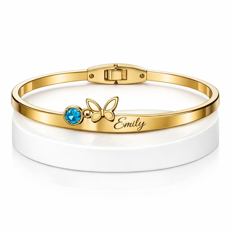 Butterfly Birthstone Charm Gold Stainless Steel Personalized Bracelet: A Custom Jewelry Solution for Wholesale and Retail Growth Butterfly Birthstone Charm Gold Stainless Steel Personalized Bracelet: A Custom Jewelry Solution for Wholesale and Retail Growth