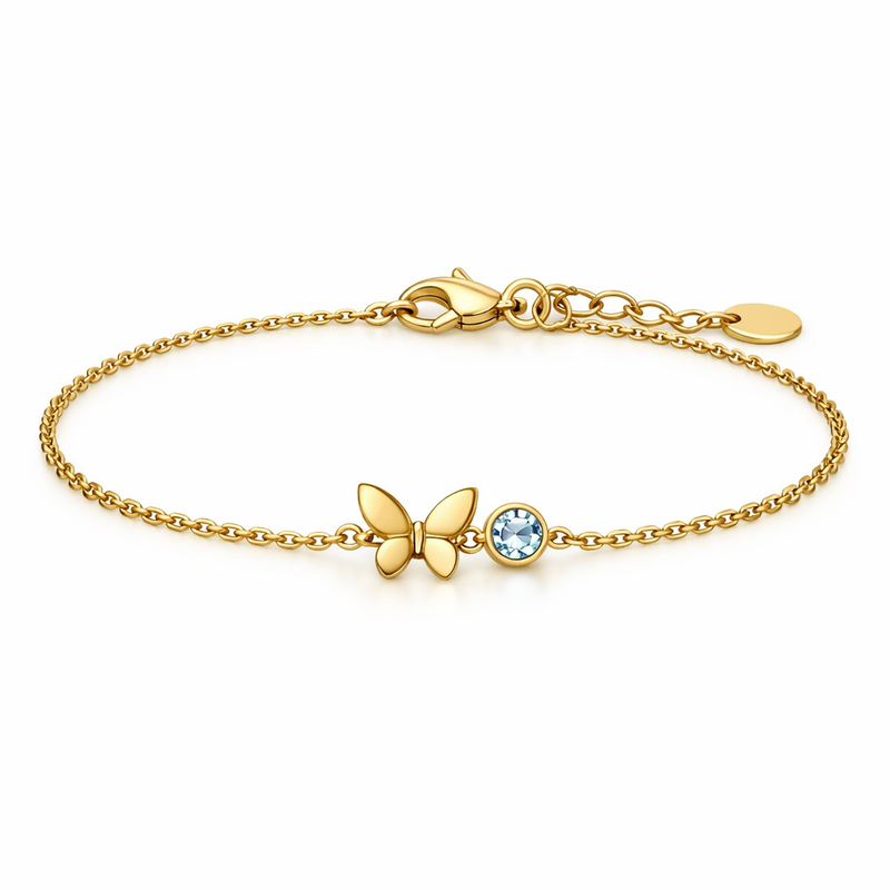 Butterfly Birthstone Charm Gold Stainless Steel Bracelet: Customization Trends and Wholesale Manufacturing Strategies for Jewelry Brands 8 Butterfly Birthstone Charm Gold Stainless Steel Bracelet: Customization Trends and Wholesale Manufacturing Strategies for Jewelry Brands