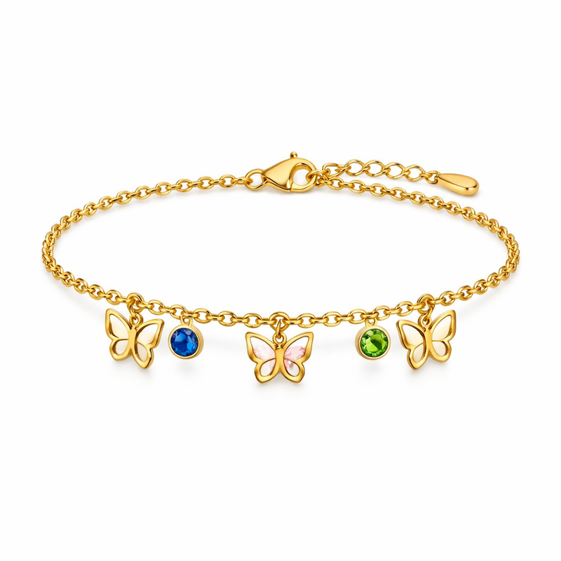 Enhance Your Brand's Appeal with Butterfly Birthstone Charm Bracelets: Customizable Personalized Gold Stainless Steel Jewelry 8 Enhance Your Brand's Appeal with Butterfly Birthstone Charm Bracelets: Customizable Personalized Gold Stainless Steel Jewelry