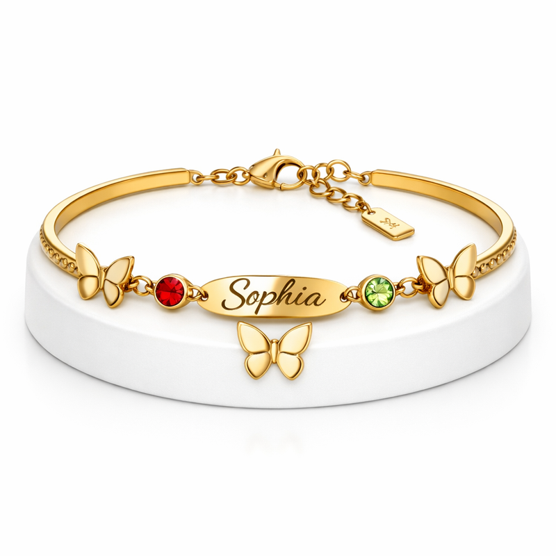 Butterfly Birthstone Charm Bracelet: Boost Sales with Custom Gold Stainless Steel Personalized Jewelry 2 Butterfly Birthstone Charm Bracelet: Boost Sales with Custom Gold Stainless Steel Personalized Jewelry