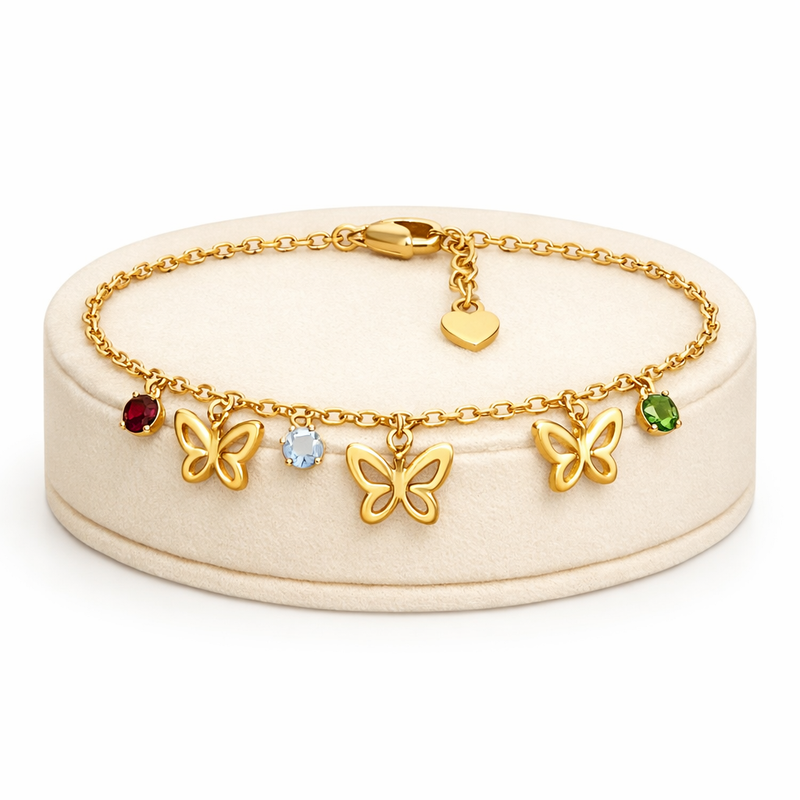Butterfly Birthstone Charm Bracelet: Boost Sales with Personalized Gold Stainless Steel Jewelry and Birthstone Charm Gifts Butterfly Birthstone Charm Bracelet: Boost Sales with Personalized Gold Stainless Steel Jewelry and Birthstone Charm Gifts