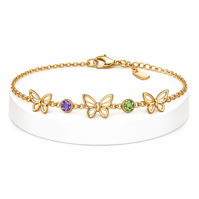 Butterfly Charm Bracelet Gold Stainless Steel: Customizable Birthstone Jewelry for OEM/ODM Growth 9 Butterfly Charm Bracelet Gold Stainless Steel: Customizable Birthstone Jewelry for OEM/ODM Growth