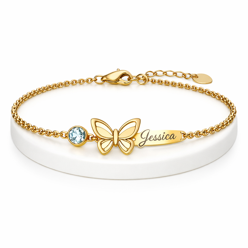 Butterfly Birthstone Charm Gold Bracelet: A Perfect Personalized Stainless Steel Jewelry Gift for Women 7 Butterfly Birthstone Charm Gold Bracelet: A Perfect Personalized Stainless Steel Jewelry Gift for Women