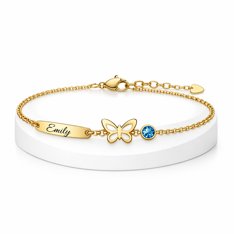Butterfly Birthstone Charm Gold Stainless Steel Personalized Bracelet: Customization Trends Driving Wholesale Jewelry Business Growth 8 Butterfly Birthstone Charm Gold Stainless Steel Personalized Bracelet: Customization Trends Driving Wholesale Jewelry Business Growth