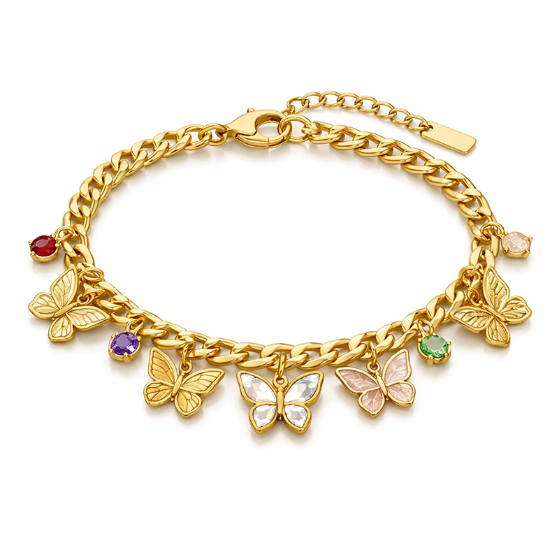 butterfly charm bracelet gold Customization Trends Driving Wholesale Growth in Personalized Butterfly Jewelry and Durable Stainless Steel Birthstone Bracelet Manufacturing butterfly charm bracelet gold Customization Trends Driving Wholesale Growth in Personalized Butterfly Jewelry and Durable Stainless Steel Birthstone Bracelet Manufacturing