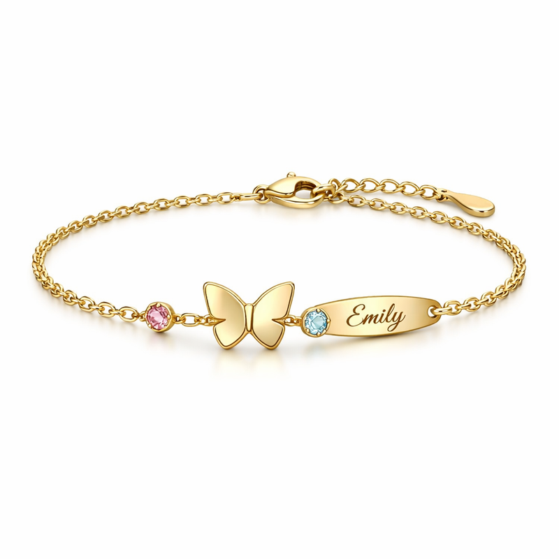 Butterfly Birthstone Charm Bracelet: The Ideal Personalized Gold Stainless Steel Jewelry for Customized Birthstone Butterfly Charm Gifts 3 Butterfly Birthstone Charm Bracelet: The Ideal Personalized Gold Stainless Steel Jewelry for Customized Birthstone Butterfly Charm Gifts