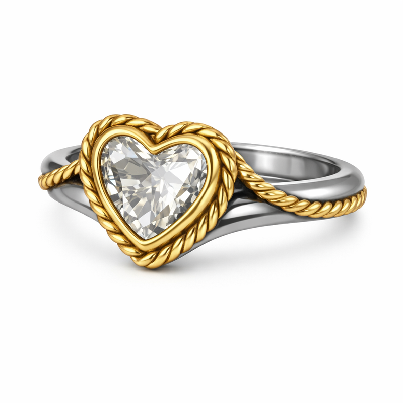 Vintage 14k Gold Heart Ring: Boost Sales with Twisted Gold Stainless Steel Ring & Irregular Heart Ring Design Customization 2 Vintage 14k Gold Heart Ring: Boost Sales with Twisted Gold Stainless Steel Ring & Irregular Heart Ring Design Customization