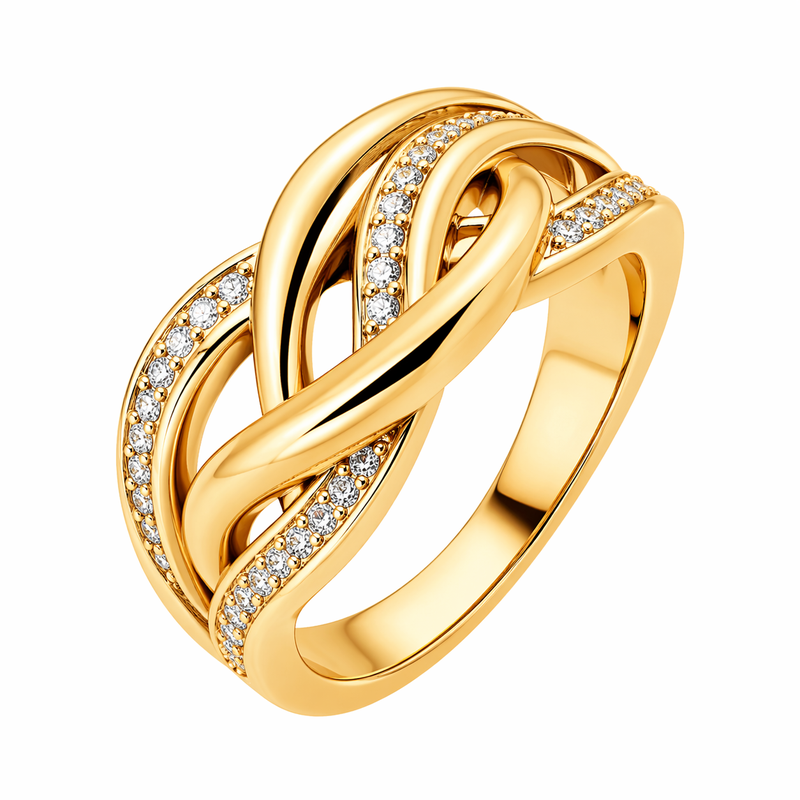 chic 14k gold plated stainless steel intertwined zircon ring gold plated zircon fashion ring stainless steel twisted zircon jewelry ring 2 chic 14k gold plated stainless steel intertwined zircon ring gold plated zircon fashion ring stainless steel twisted zircon jewelry ring