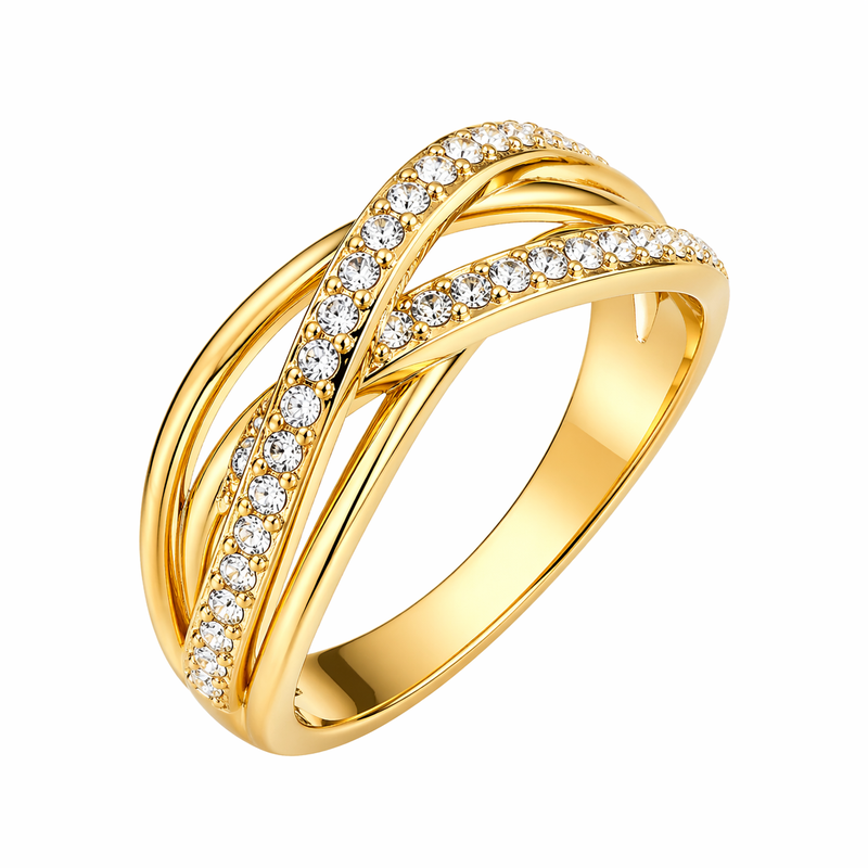 Chic 14k Gold Plated Stainless Steel Intertwined Zircon Ring: A Perfect Choice for Wholesale Jewelry Manufacturers and Designers Chic 14k Gold Plated Stainless Steel Intertwined Zircon Ring: A Perfect Choice for Wholesale Jewelry Manufacturers and Designers