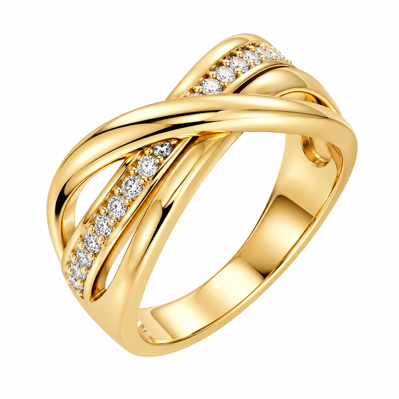 Chic 14k Gold Plated Stainless Steel Intertwined Zircon Ring: A Customizable Option for Wholesale Jewelry Manufacturers 8 Chic 14k Gold Plated Stainless Steel Intertwined Zircon Ring: A Customizable Option for Wholesale Jewelry Manufacturers