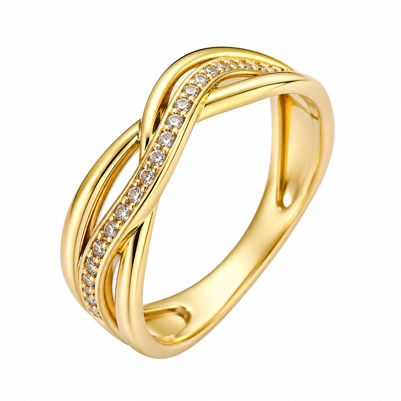 Chic 14k Gold Plated Ring: Boost Your Jewelry Line with Stainless Steel Intertwined Zircon & Custom 14k Gold Plated Zircon Rings 2 Chic 14k Gold Plated Ring: Boost Your Jewelry Line with Stainless Steel Intertwined Zircon & Custom 14k Gold Plated Zircon Rings
