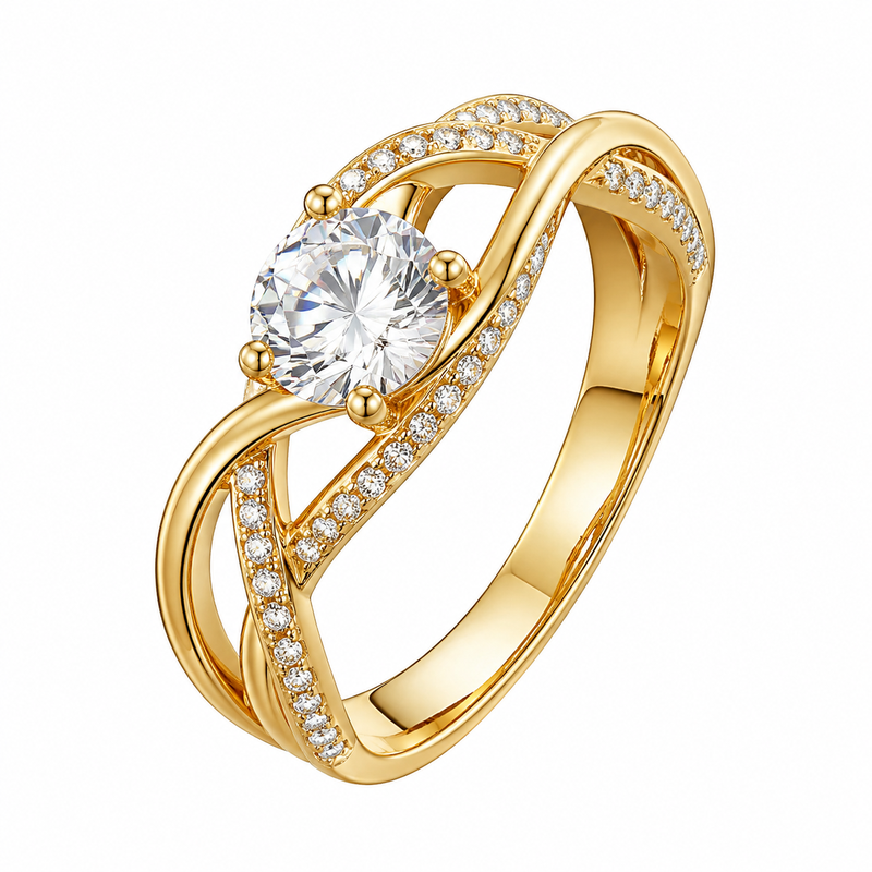 Chic 14k Gold Plated Stainless Steel Intertwined Zircon Ring: Wholesale Customization & Trendy Statement Jewelry for Women Chic 14k Gold Plated Stainless Steel Intertwined Zircon Ring: Wholesale Customization & Trendy Statement Jewelry for Women