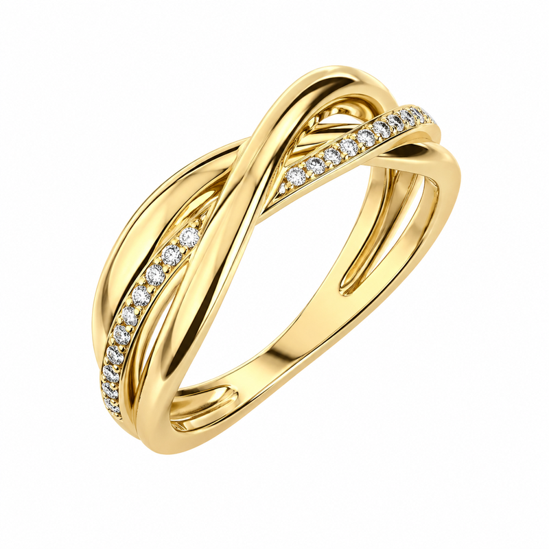 Chic 14k Gold Plated Stainless Steel Intertwined Zircon Ring: Boost Sales with Elegant Twisted & Stacking Designs 8 Chic 14k Gold Plated Stainless Steel Intertwined Zircon Ring: Boost Sales with Elegant Twisted & Stacking Designs