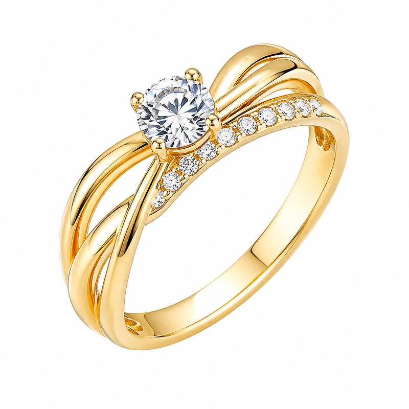 Chic 14k Gold Plated Stainless Steel Intertwined Zircon Ring: Boost Wholesale Jewelry Sales with Customizable, Durable Designs Chic 14k Gold Plated Stainless Steel Intertwined Zircon Ring: Boost Wholesale Jewelry Sales with Customizable, Durable Designs