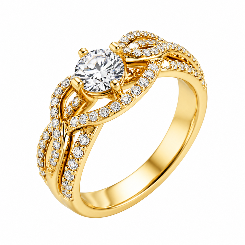 Chic 14k Gold Plated Ring: Boost Your Jewelry Business with Intertwined Zircon & Stainless Steel Designs Chic 14k Gold Plated Ring: Boost Your Jewelry Business with Intertwined Zircon & Stainless Steel Designs