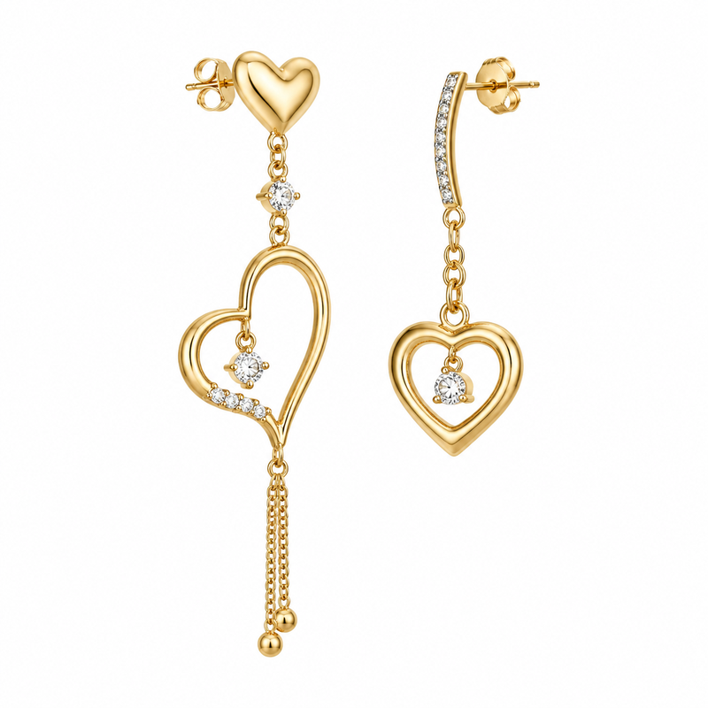 Asymmetric Heart Earrings: Boost Your Jewelry Brand with Gold Plated Stainless Steel Zircon Drop Earrings 8 Asymmetric Heart Earrings: Boost Your Jewelry Brand with Gold Plated Stainless Steel Zircon Drop Earrings