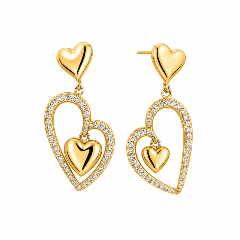 Asymmetric Heart Drop Earrings: Boost Your Jewelry Business with Custom Gold Plated Zircon & Stainless Steel Drop Designs 2 Asymmetric Heart Drop Earrings: Boost Your Jewelry Business with Custom Gold Plated Zircon & Stainless Steel Drop Designs