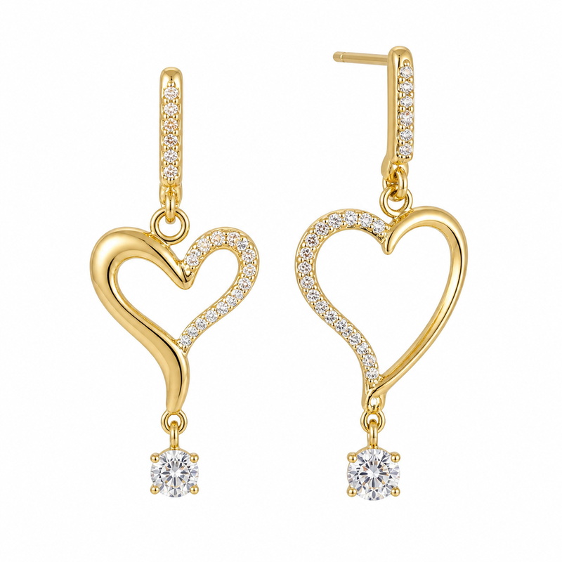 Asymmetric Heart Gold Earrings: Boost Your Jewelry Line with Gold Plated Stainless Steel & Zircon Drop Designs 8 Asymmetric Heart Gold Earrings: Boost Your Jewelry Line with Gold Plated Stainless Steel & Zircon Drop Designs