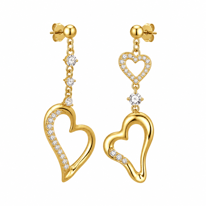 Asymmetric Heart Gold Earrings: Custom Manufacturing Trends Driving Wholesale Growth with Gold Plated Zircon Drop Earrings Asymmetric Heart Gold Earrings: Custom Manufacturing Trends Driving Wholesale Growth with Gold Plated Zircon Drop Earrings
