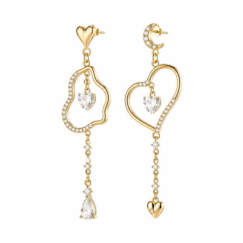 Asymmetric Heart Gold Earrings Manufacturing Trends: Custom Gold Plated Zircon Drop Earrings for Scalable OEM Jewelry Growth 2 Asymmetric Heart Gold Earrings Manufacturing Trends: Custom Gold Plated Zircon Drop Earrings for Scalable OEM Jewelry Growth
