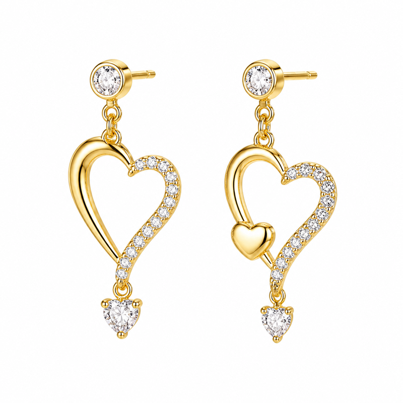 Custom Asymmetric Heart Earrings, Gold Plated Zircon Earrings, and Stainless Steel Drop Earrings for Wholesale Business Growth 3 Custom Asymmetric Heart Earrings, Gold Plated Zircon Earrings, and Stainless Steel Drop Earrings for Wholesale Business Growth