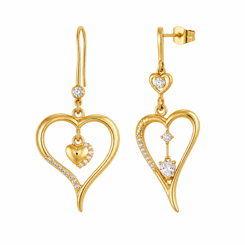 Asymmetric Heart Drop Earrings: Wholesale Stainless Steel Drop Earrings with Gold Plated Zircon Customization for Business Growth 8 Asymmetric Heart Drop Earrings: Wholesale Stainless Steel Drop Earrings with Gold Plated Zircon Customization for Business Growth