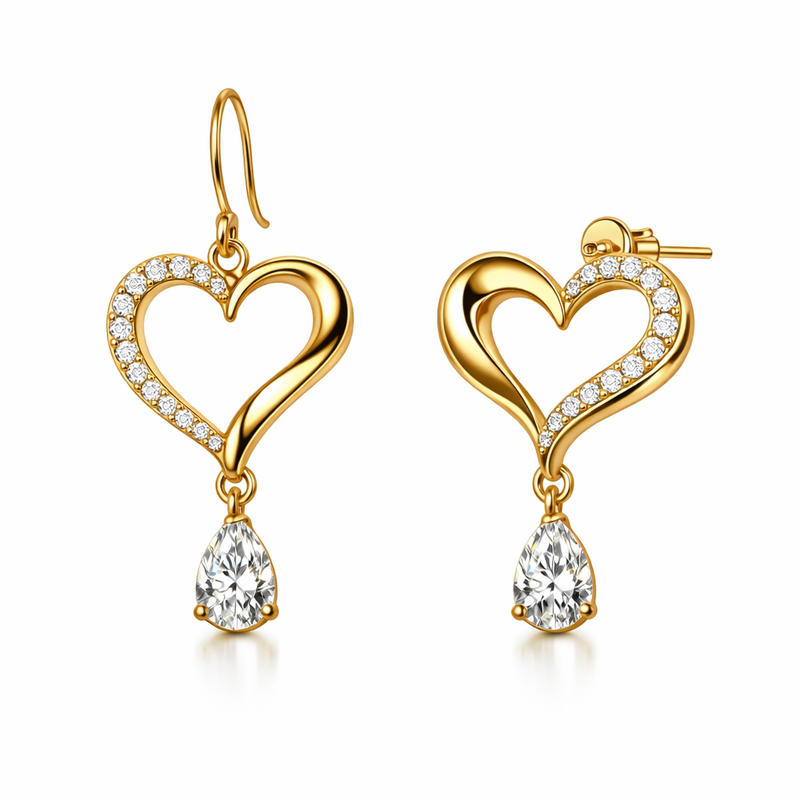 Asymmetric Heart Gold Earrings: The Latest Trend in Gold Plated Zircon Drop Earrings for Wholesale Jewelry Manufacturers 8 Asymmetric Heart Gold Earrings: The Latest Trend in Gold Plated Zircon Drop Earrings for Wholesale Jewelry Manufacturers