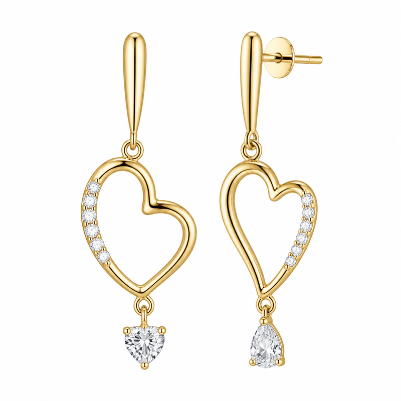Asymmetric Heart Gold Plated Earrings Drive Wholesale Growth with Custom Stainless Steel Zircon Drop Earrings Manufacturing 8 Asymmetric Heart Gold Plated Earrings Drive Wholesale Growth with Custom Stainless Steel Zircon Drop Earrings Manufacturing