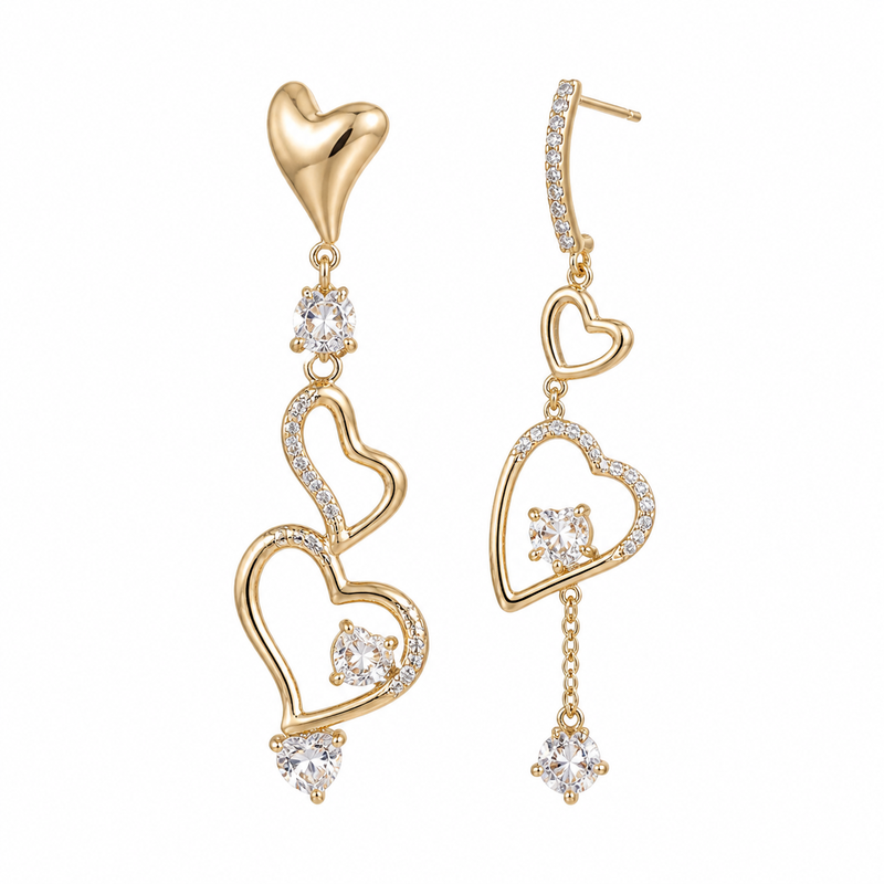 Asymmetric Heart Gold Plated Stainless Steel Zircon Drop Earrings: Boost Your Jewelry Line with Trendy Asymmetric Designs 8 Asymmetric Heart Gold Plated Stainless Steel Zircon Drop Earrings: Boost Your Jewelry Line with Trendy Asymmetric Designs