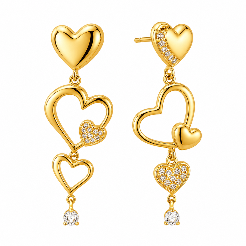 Asymmetric Heart Gold Plated Earrings: Boost Your Jewelry Business with Custom Zircon Drop and Stainless Steel Heart Designs 6 Asymmetric Heart Gold Plated Earrings: Boost Your Jewelry Business with Custom Zircon Drop and Stainless Steel Heart Designs