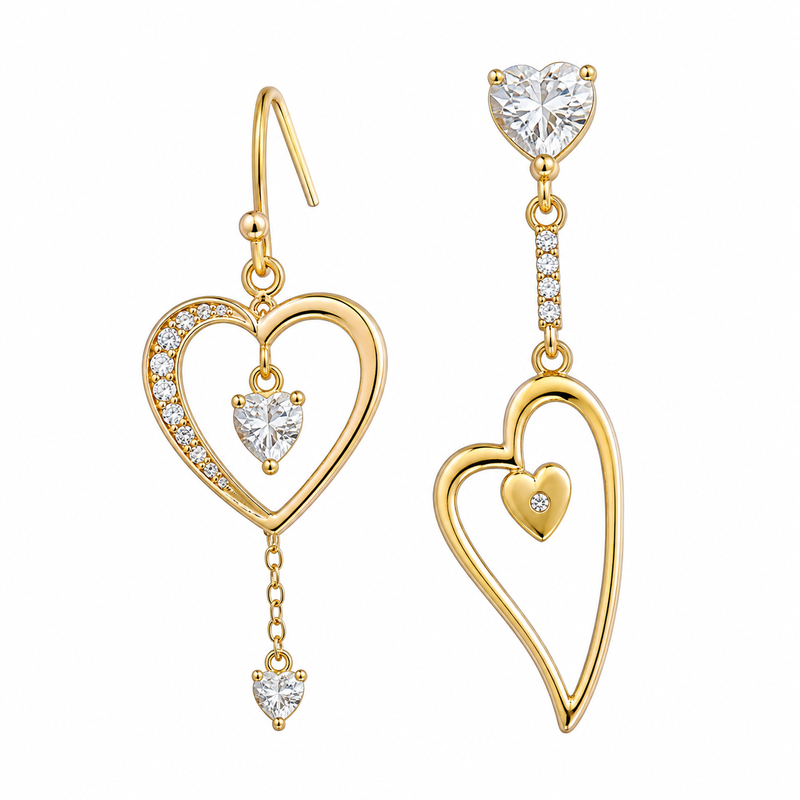 Asymmetric Heart Earrings Manufacturing Trends: Boost Business Growth with Custom Gold Plated Zircon Drop Earrings & Durable Stainless Steel Designs Asymmetric Heart Earrings Manufacturing Trends: Boost Business Growth with Custom Gold Plated Zircon Drop Earrings & Durable Stainless Steel Designs