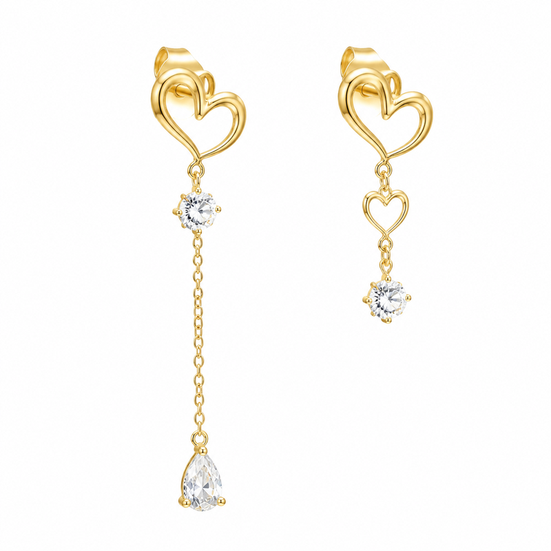 Asymmetric Heart Gold Earrings: Boost Wholesale Jewelry Sales with Gold Plated Stainless Steel and Zircon Drop Designs 8 Asymmetric Heart Gold Earrings: Boost Wholesale Jewelry Sales with Gold Plated Stainless Steel and Zircon Drop Designs