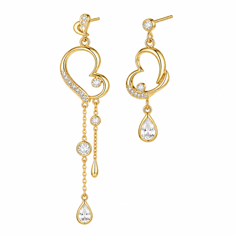 Customizing Asymmetric Heart Gold Plated Earrings & Zircon Drop Designs for Wholesale Success 6 Customizing Asymmetric Heart Gold Plated Earrings & Zircon Drop Designs for Wholesale Success