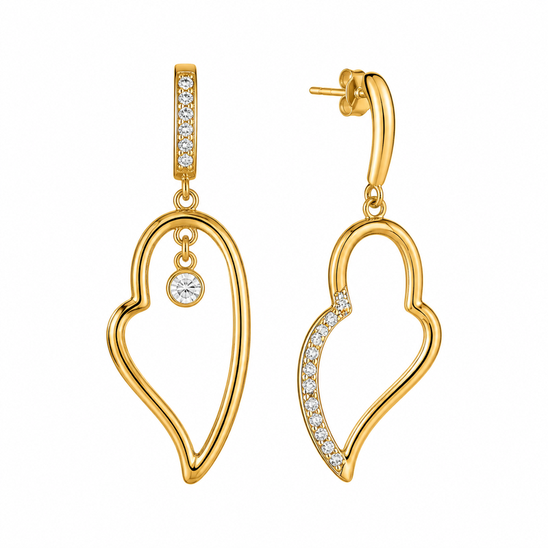 Asymmetric Heart Gold Plated Zircon Earrings: Custom Wholesale Solutions for Heart-Shaped Dangle & Stainless Steel Drop Designs Asymmetric Heart Gold Plated Zircon Earrings: Custom Wholesale Solutions for Heart-Shaped Dangle & Stainless Steel Drop Designs