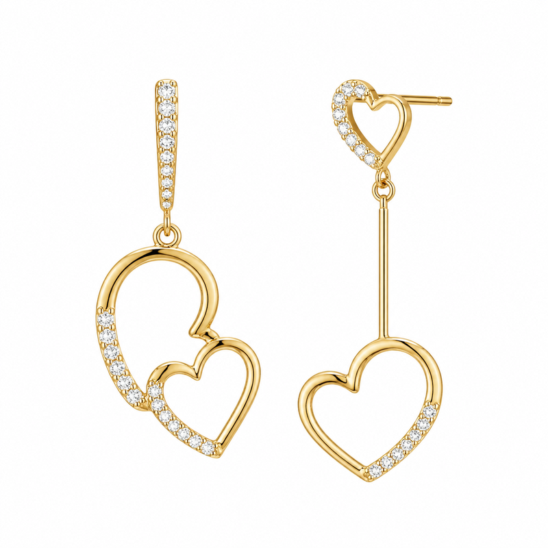 Asymmetric Heart Gold Earrings: Boost Your Jewelry Brand with Gold Plated Zircon Drop Designs and Custom Stainless Steel Solutions 6 Asymmetric Heart Gold Earrings: Boost Your Jewelry Brand with Gold Plated Zircon Drop Designs and Custom Stainless Steel Solutions
