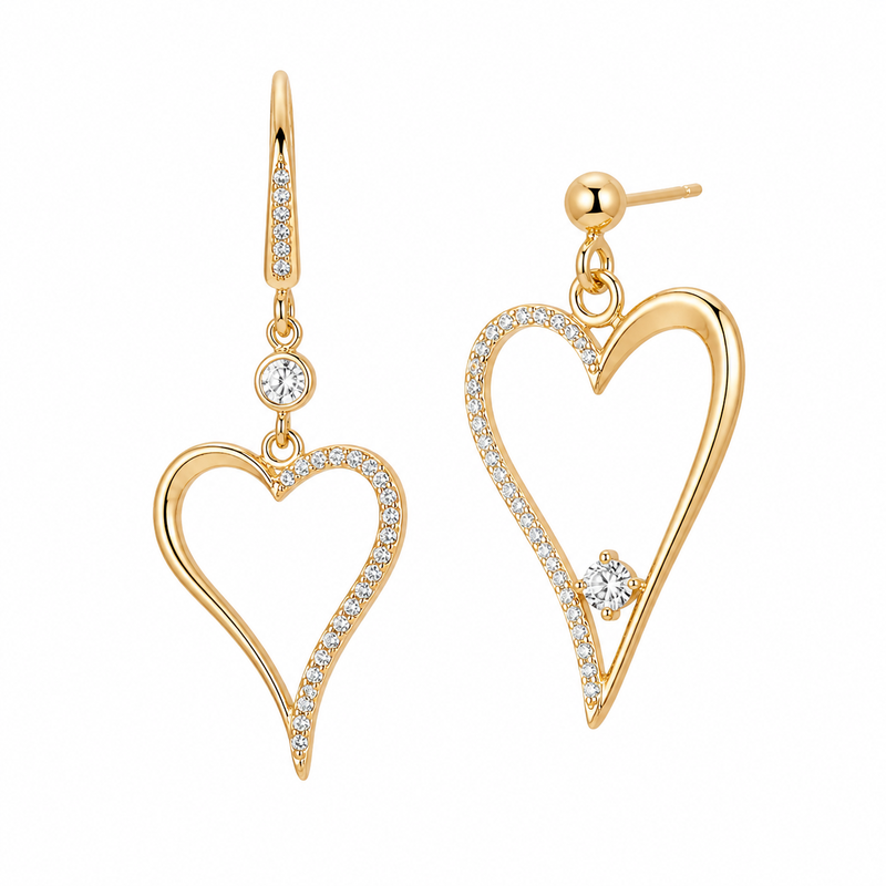 Boost Your Jewelry Business with Asymmetric Heart Gold Plated Zircon Earrings: Custom Designs & Wholesale Opportunities Boost Your Jewelry Business with Asymmetric Heart Gold Plated Zircon Earrings: Custom Designs & Wholesale Opportunities