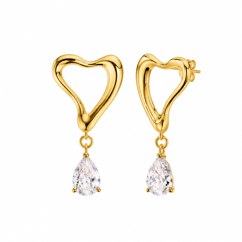 Asymmetric Heart Gold Plated Earrings: Boost Your Jewelry Brand with Custom Zircon Drop Dangle Designs 5 Asymmetric Heart Gold Plated Earrings: Boost Your Jewelry Brand with Custom Zircon Drop Dangle Designs