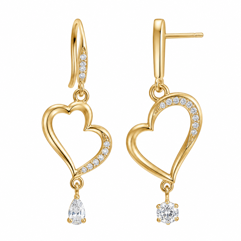 Asymmetric Heart Gold Plated Earrings: Customizable Zircon Drop Designs for Wholesale Stainless Steel Jewelry Growth 9 Asymmetric Heart Gold Plated Earrings: Customizable Zircon Drop Designs for Wholesale Stainless Steel Jewelry Growth