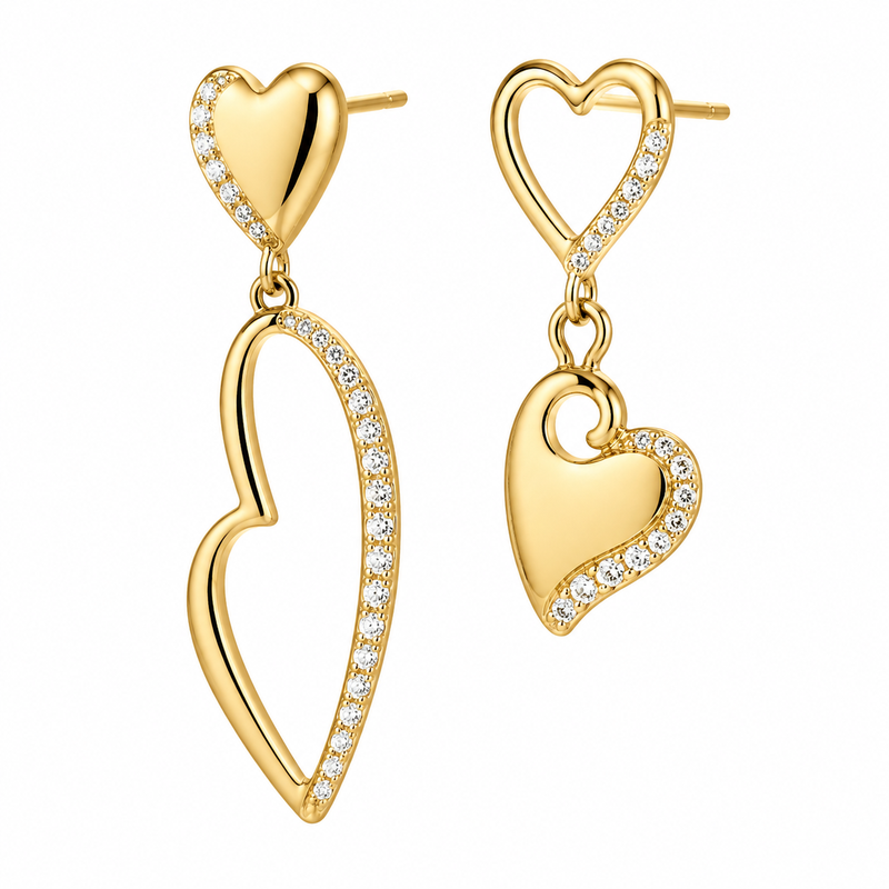 Asymmetric Heart Gold Earrings: Boost Your Jewelry Line with Custom Gold Plated Zircon Drop Designs 7 Asymmetric Heart Gold Earrings: Boost Your Jewelry Line with Custom Gold Plated Zircon Drop Designs