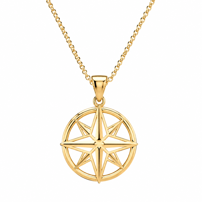 Geometric Hollow 18K Gold Compass Necklace: Premium Stainless Steel Compass Pendant Jewelry & 18K Gold Geometric Necklace for Men Wholesale 2 Geometric Hollow 18K Gold Compass Necklace: Premium Stainless Steel Compass Pendant Jewelry & 18K Gold Geometric Necklace for Men Wholesale