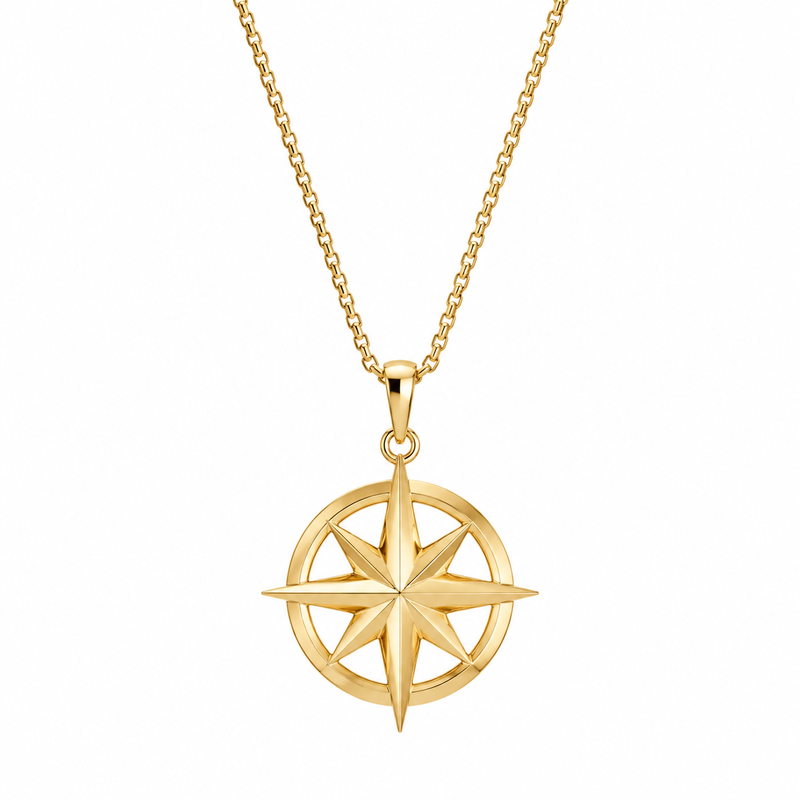 Geometric Hollow 18k Gold Stainless Steel Compass Pendant Necklace: Custom Wholesale Options for Men’s Jewelry Gifts Geometric Hollow 18k Gold Stainless Steel Compass Pendant Necklace: Custom Wholesale Options for Men’s Jewelry Gifts